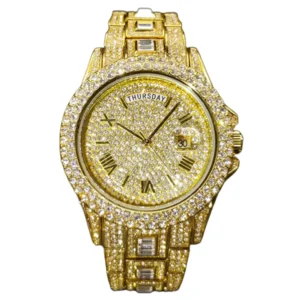 iced out gold watch for men